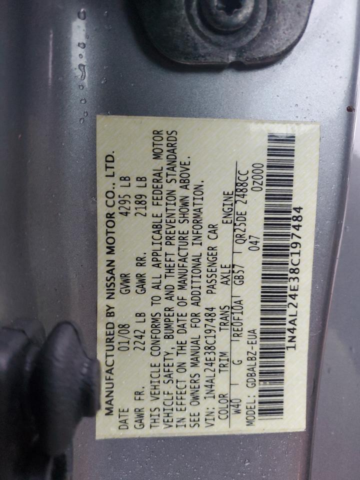 2008 Nissan Altima 2.5S VIN: 1N4AL24E38C197484 Lot: 82005873