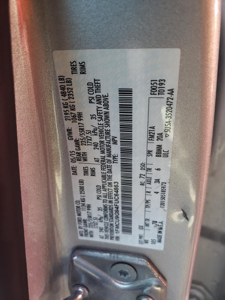 2015 Ford Escape Se VIN: 1FMCU9G94FUC64863 Lot: 80612363