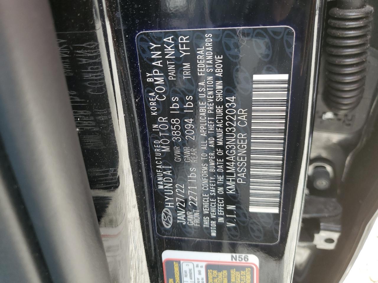 2022 Hyundai Elantra Sel VIN: KMHLM4AG3NU322034 Lot: 79144263