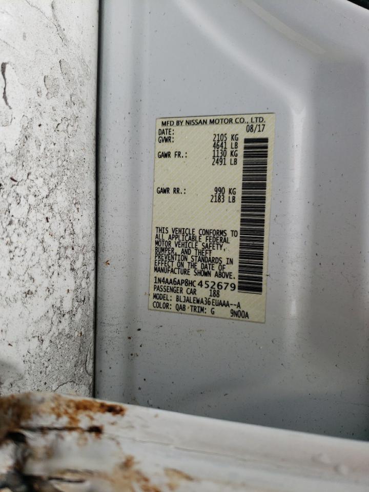 2017 Nissan Maxima 3.5S VIN: 1N4AA6AP8HC452679 Lot: 81828323