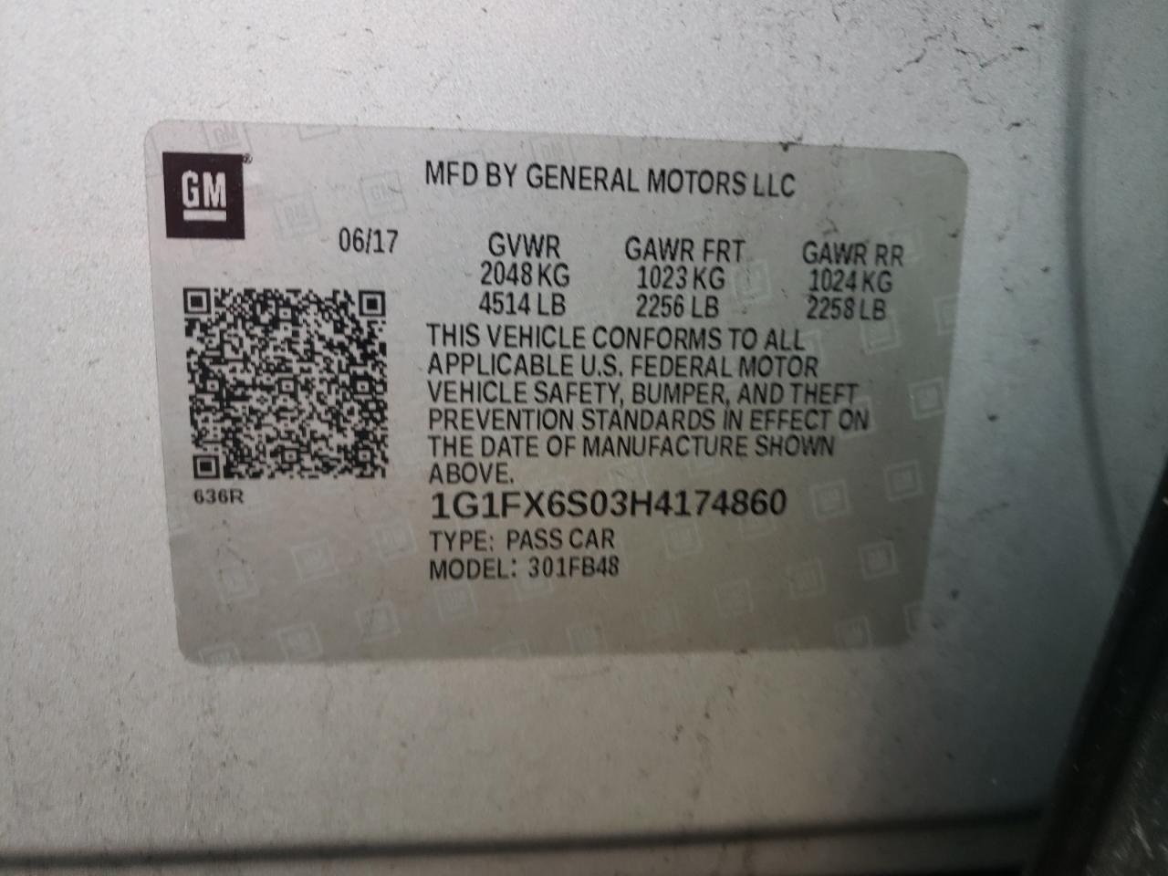 1G1FX6S03H4174860 2017 Chevrolet Bolt Ev Premier