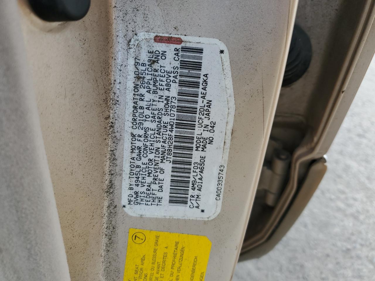 1998 Lexus Ls 400 VIN: JT8BH28F4W0107873 Lot: 46782724