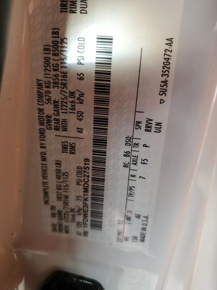 2021 Ford Econoline E350 Super Duty Cutaway Van VIN: 1FDWE3FK1MDC27519 Lot: 79007753