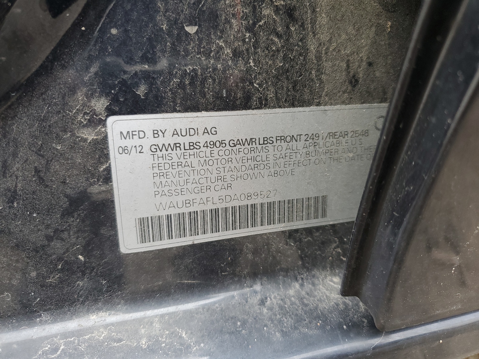 WAUBFAFL5DA089527 2013 Audi A4 Premium