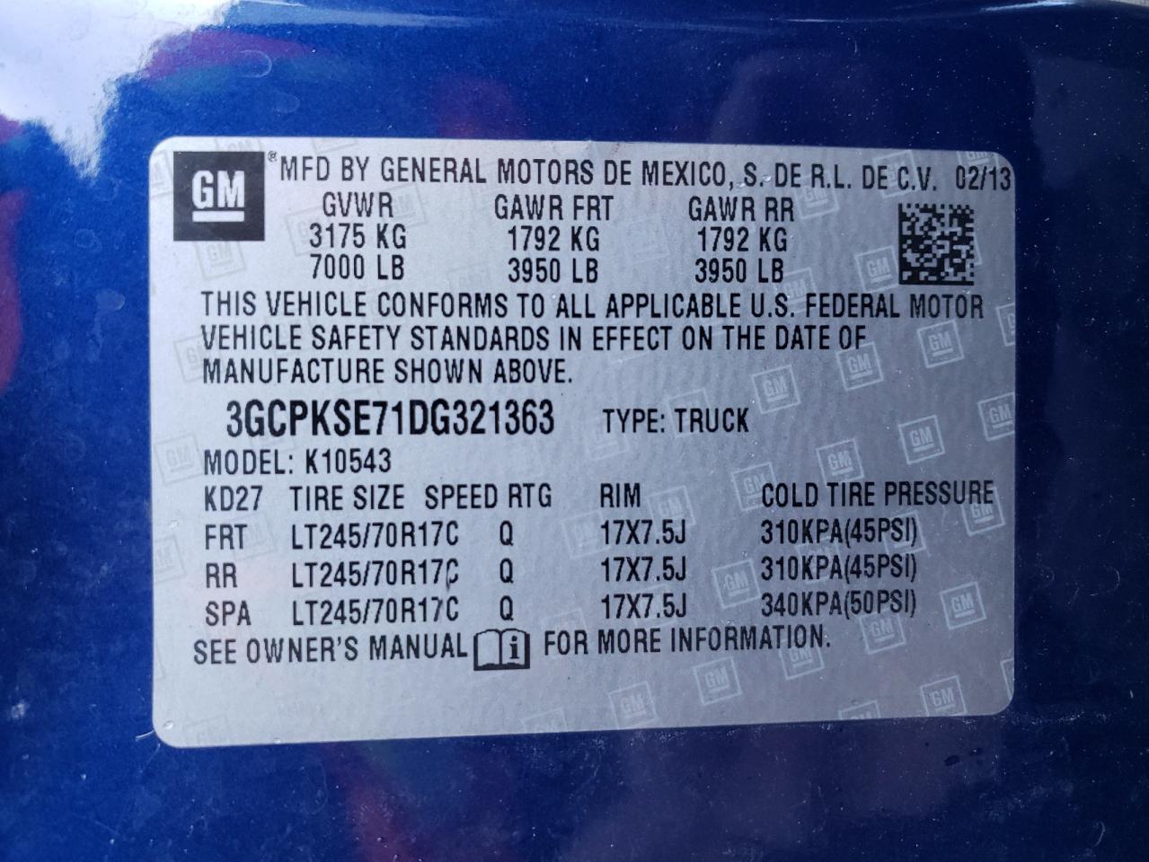 3GCPKSE71DG321363 2013 Chevrolet Silverado K1500 Lt