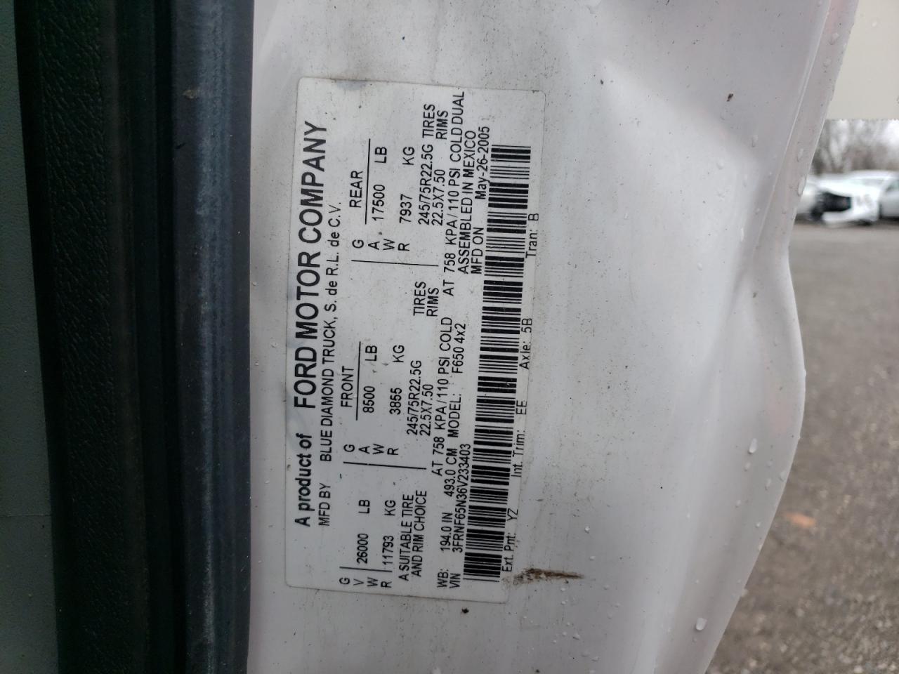 3FRNF65N36V233403 2006 Ford F650 Super Duty