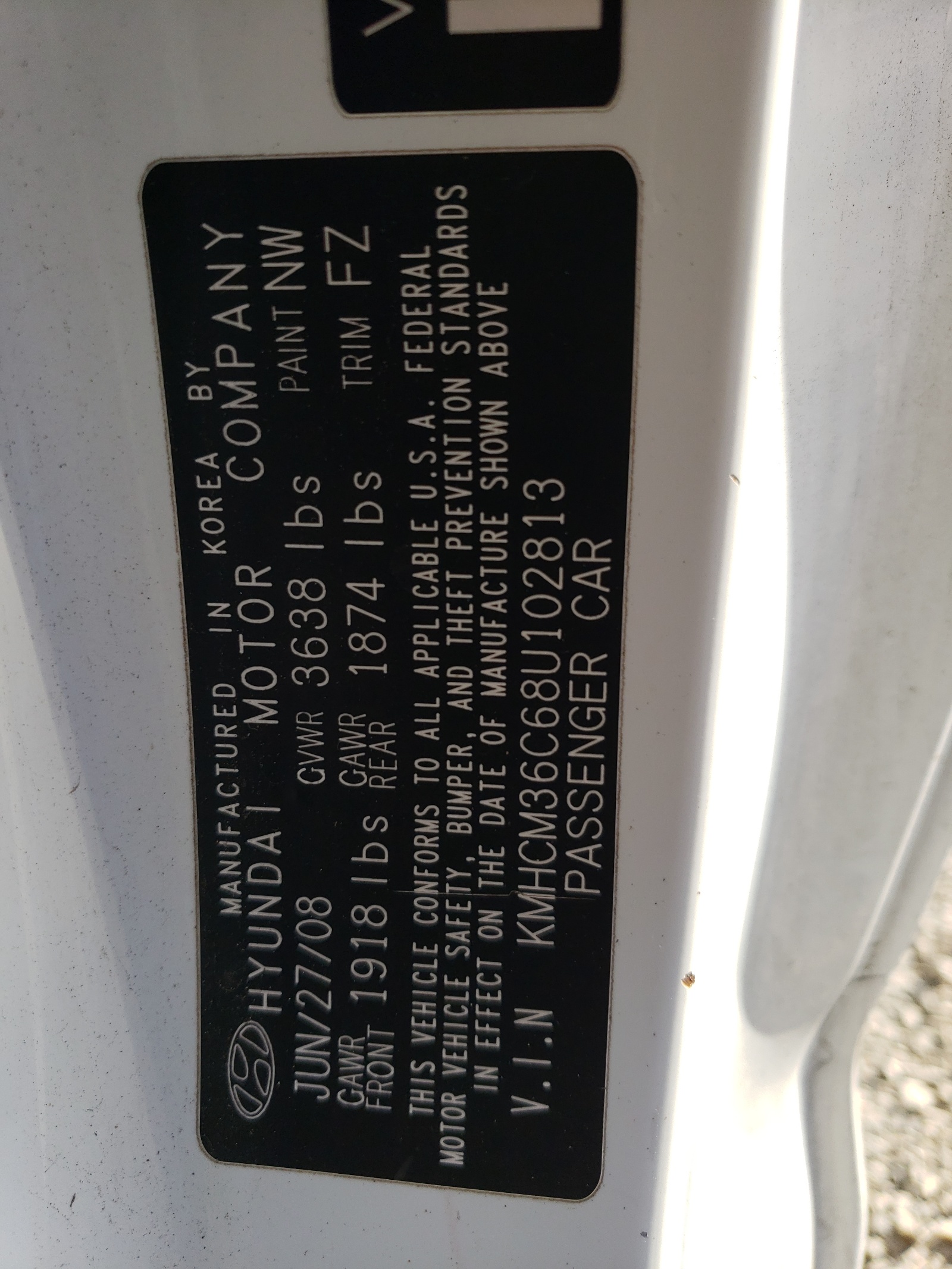 KMHCM36C68U102813 2008 Hyundai Accent Gs