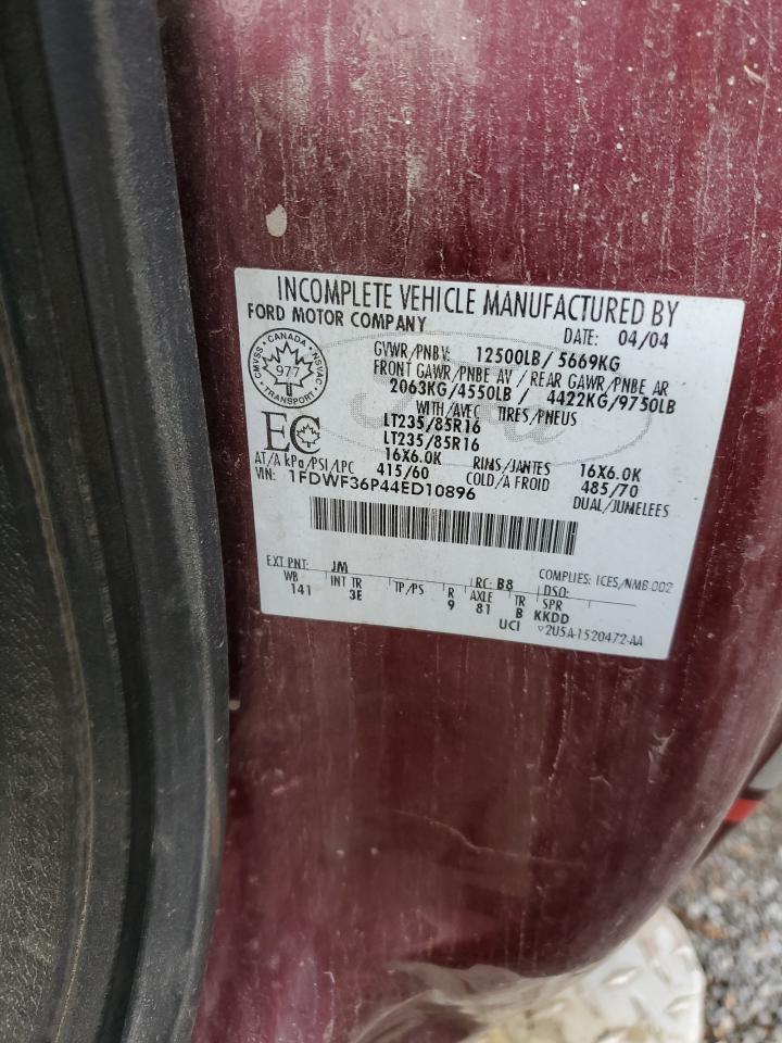 2004 Ford F350 Super Duty VIN: 1FDWF36P44ED10896 Lot: 79424483