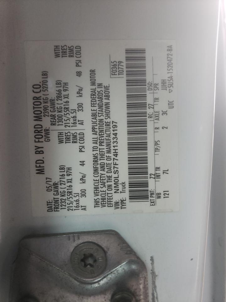 NM0LS7F74H1334197 2017 Ford Transit Connect Xlt