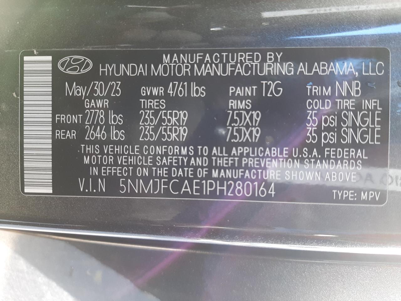 2023 Hyundai Tucson Sel VIN: 5NMJFCAE1PH280164 Lot: 81038253