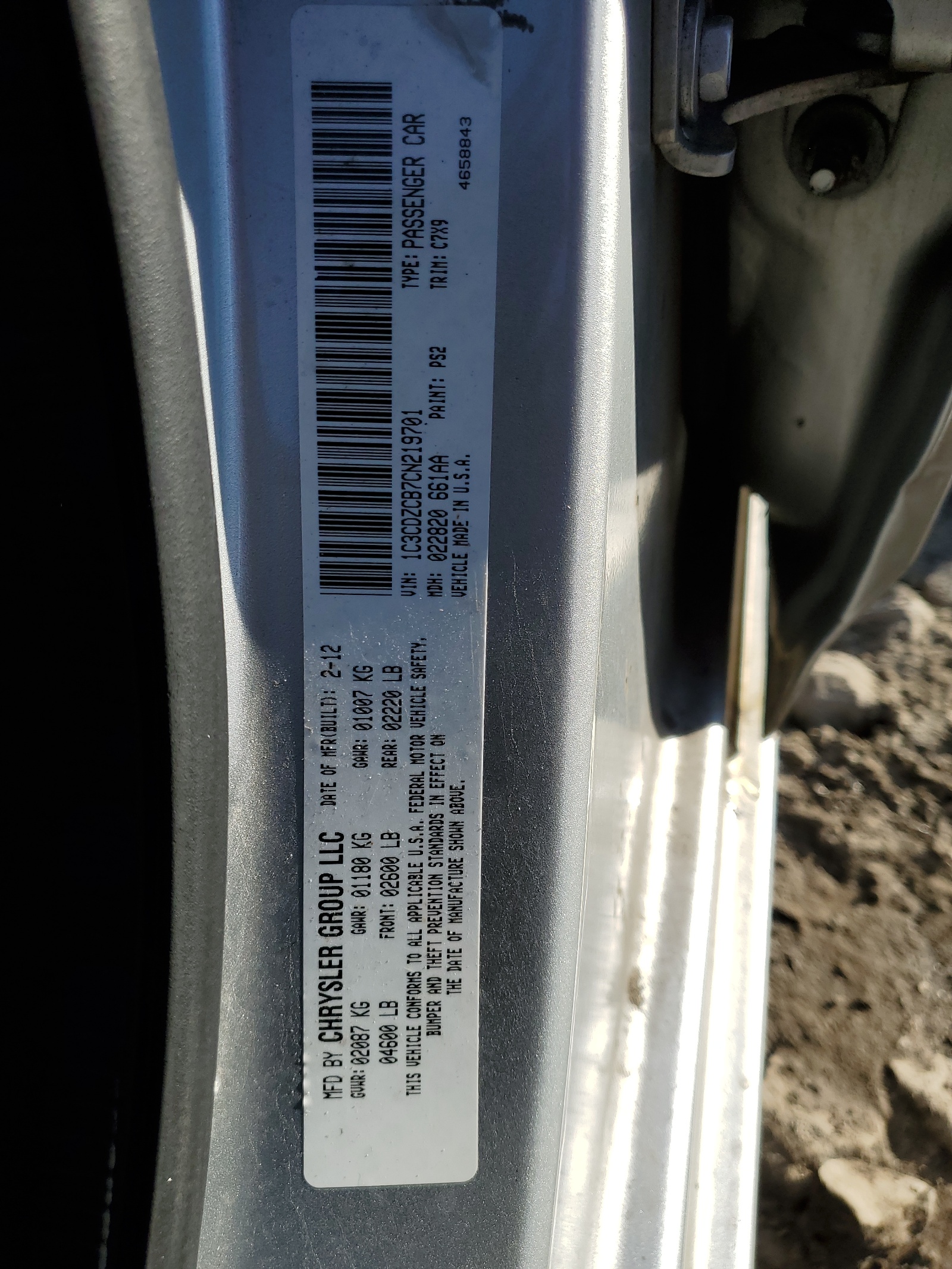 1C3CDZCB7CN219701 2012 Dodge Avenger Sxt