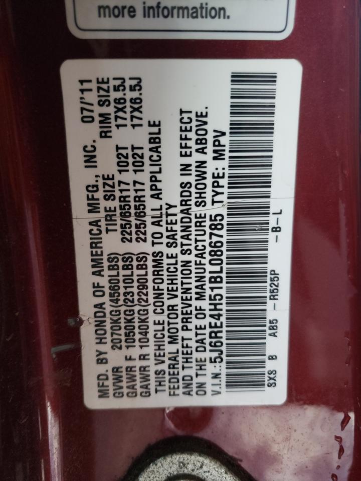 2011 Honda Cr-V Ex VIN: 5J6RE4H51BL086785 Lot: 81168573