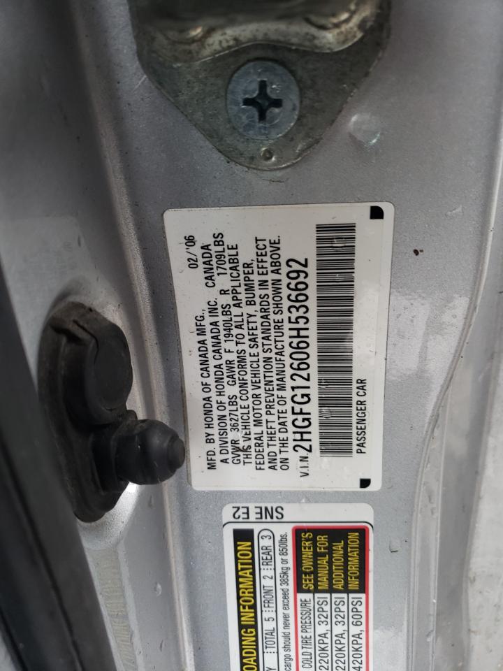 2HGFG12606H536692 2006 Honda Civic Lx