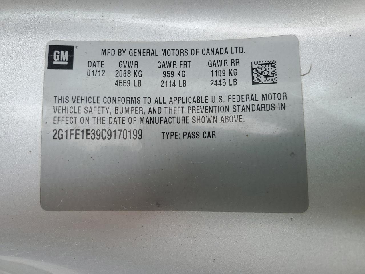 2012 Chevrolet Camaro Ls VIN: 2G1FE1E39C9170199 Lot: 77686073