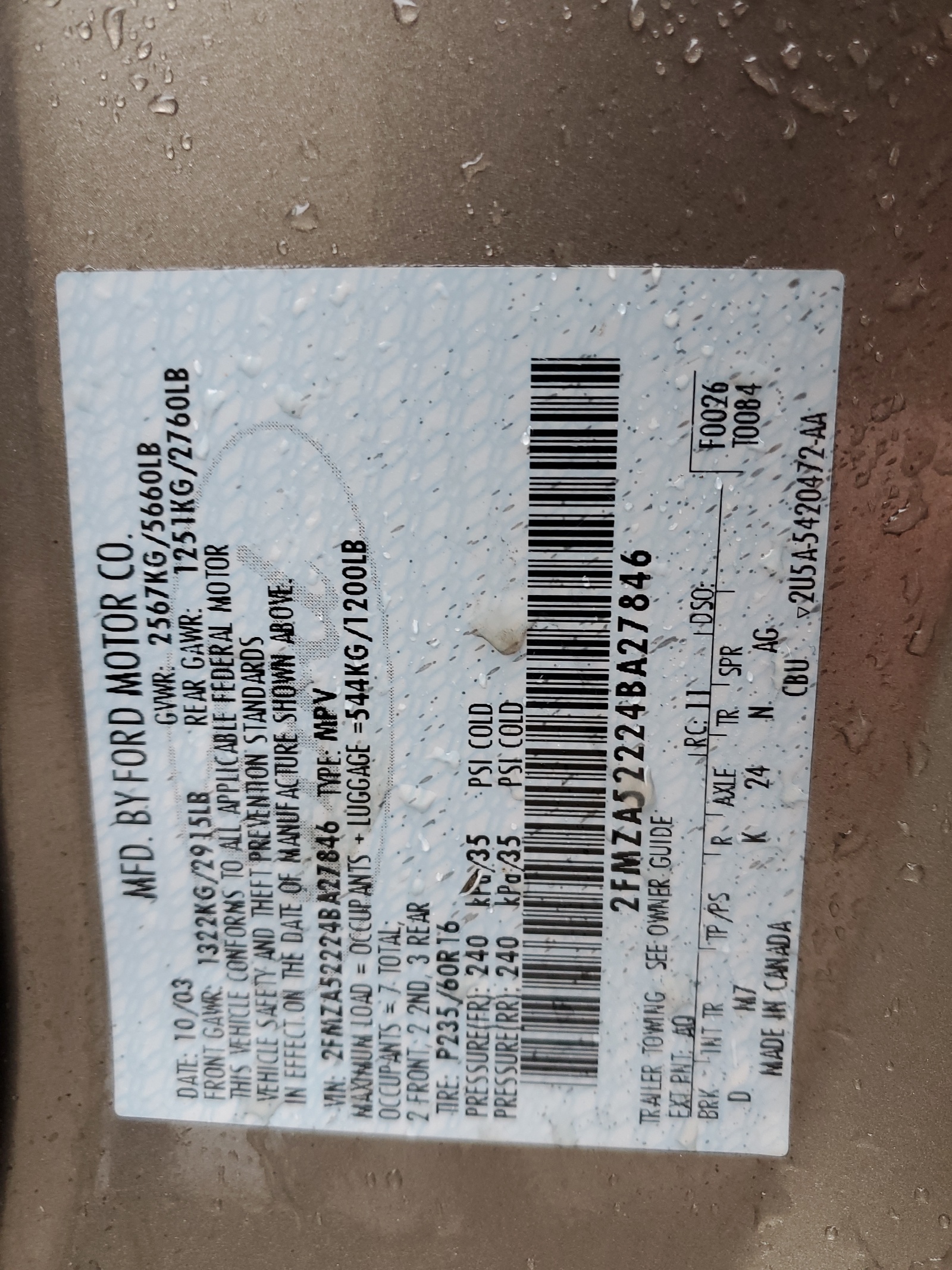 2FMZA52224BA27846 2004 Ford Freestar Sel