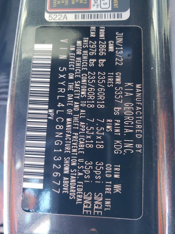 2022 Kia Sorento S VIN: 5XYRL4LC8NG132677 Lot: 57432395