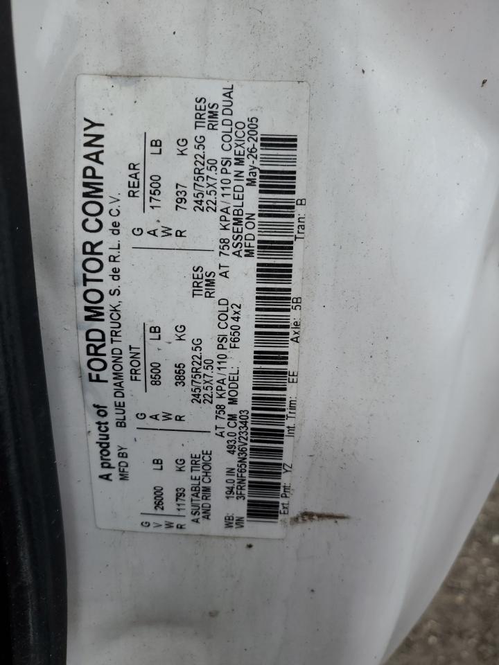 3FRNF65N36V233403 2006 Ford F650 Super Duty