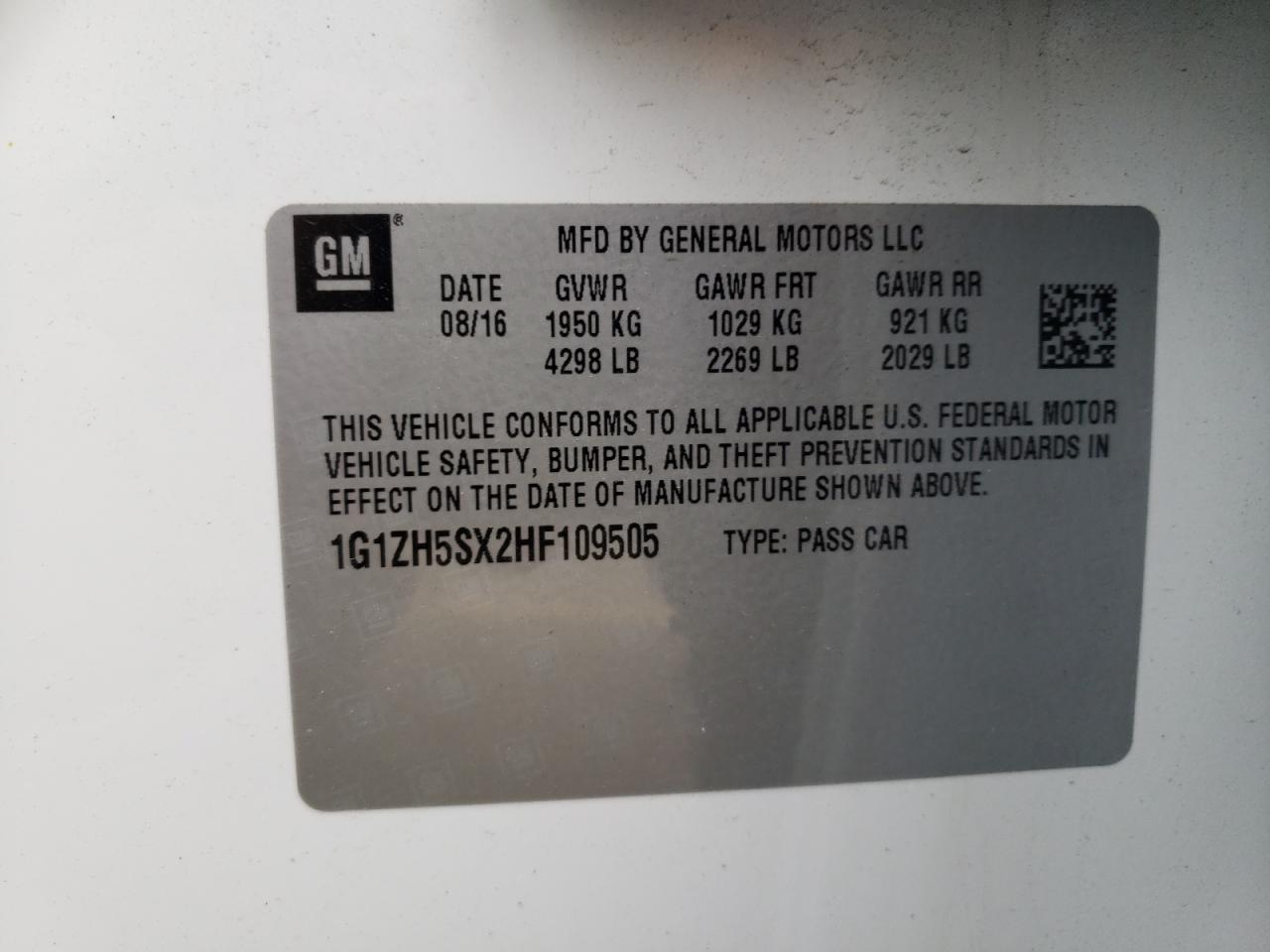 2017 Chevrolet Malibu Premier VIN: 1G1ZH5SX2HF109505 Lot: 80997163