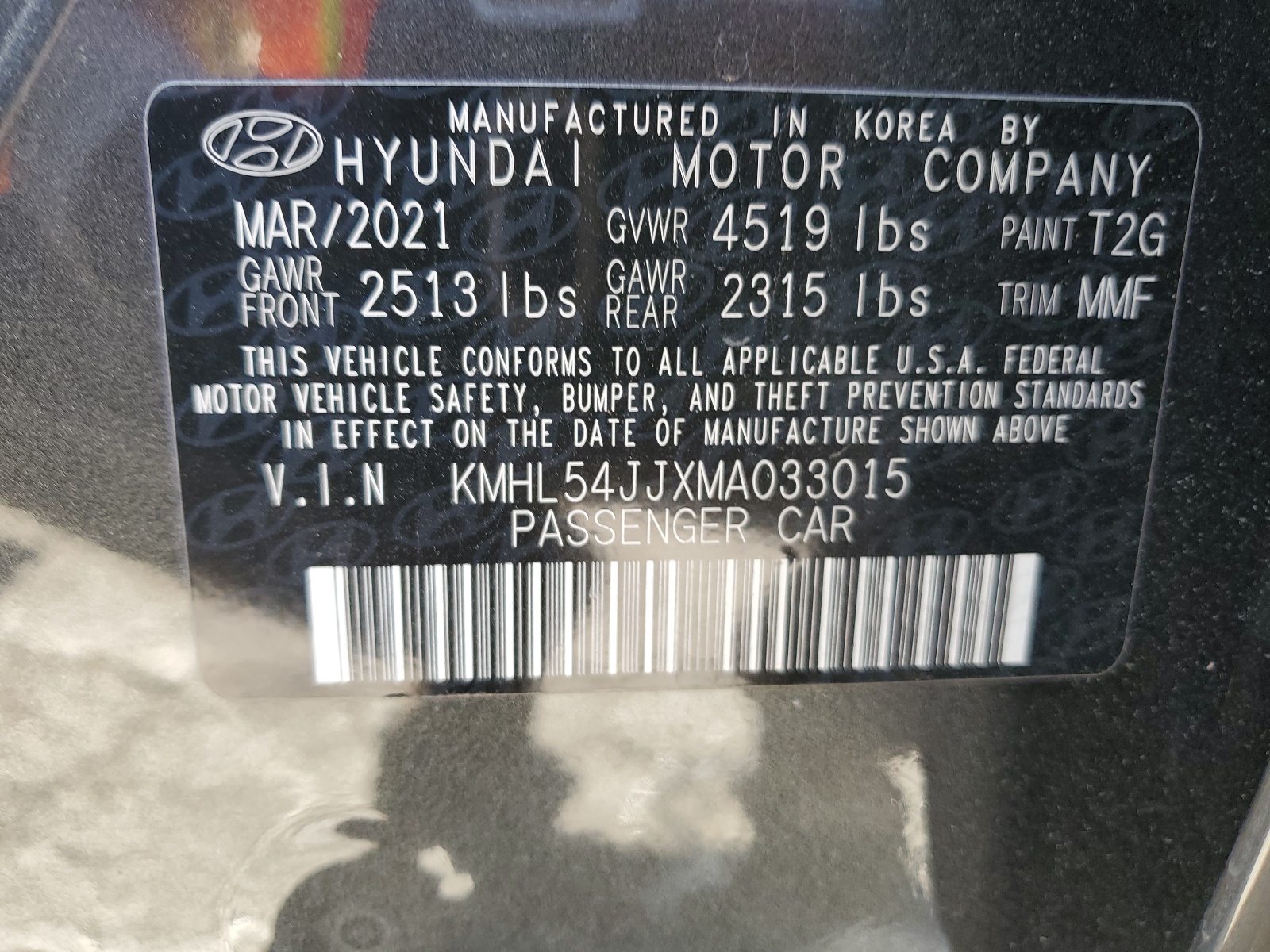 KMHL54JJXMA033015 2021 Hyundai Sonata Hybrid