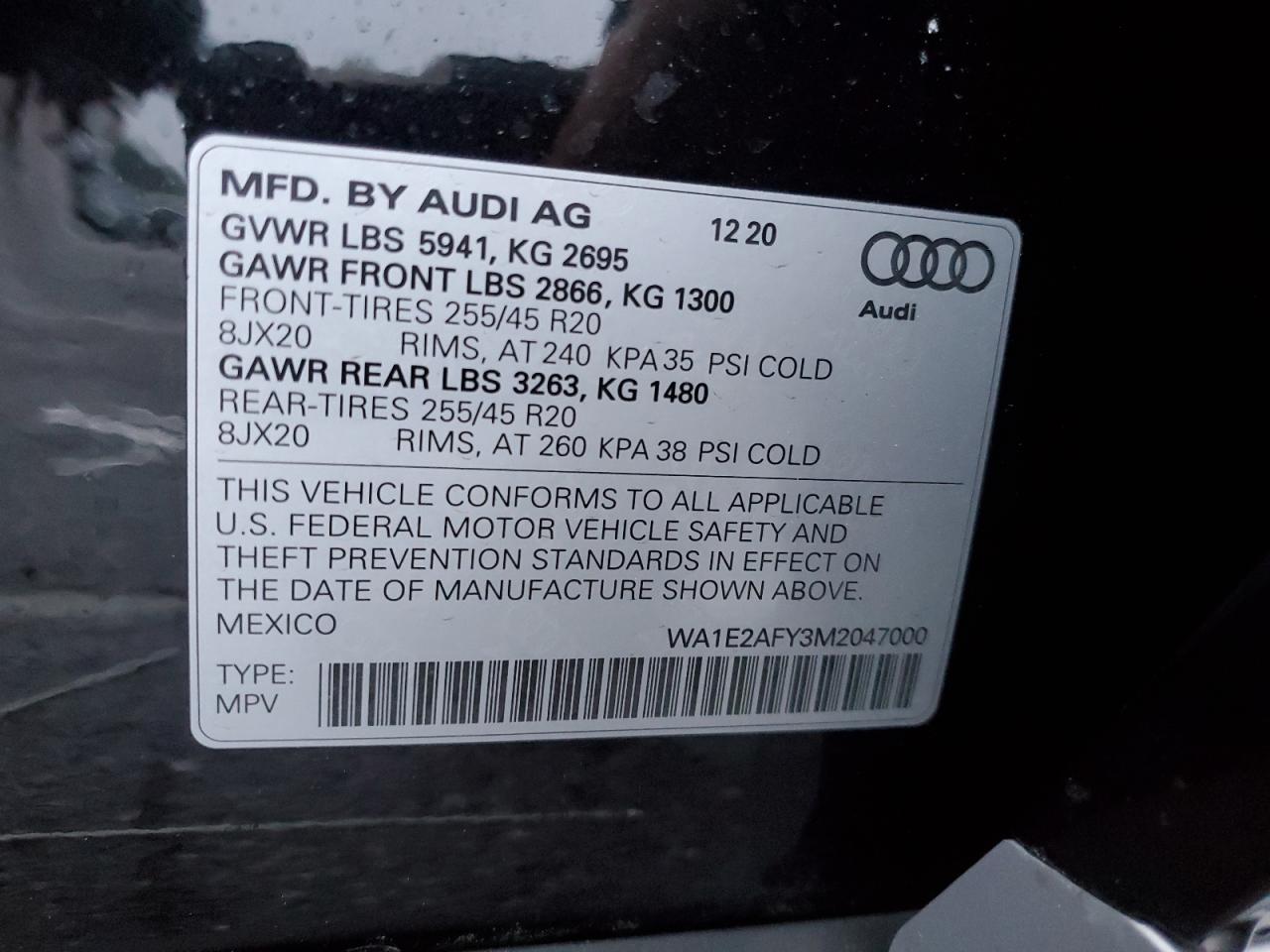 WA1E2AFY3M2047000 2021 Audi Q5 E Premium Plus