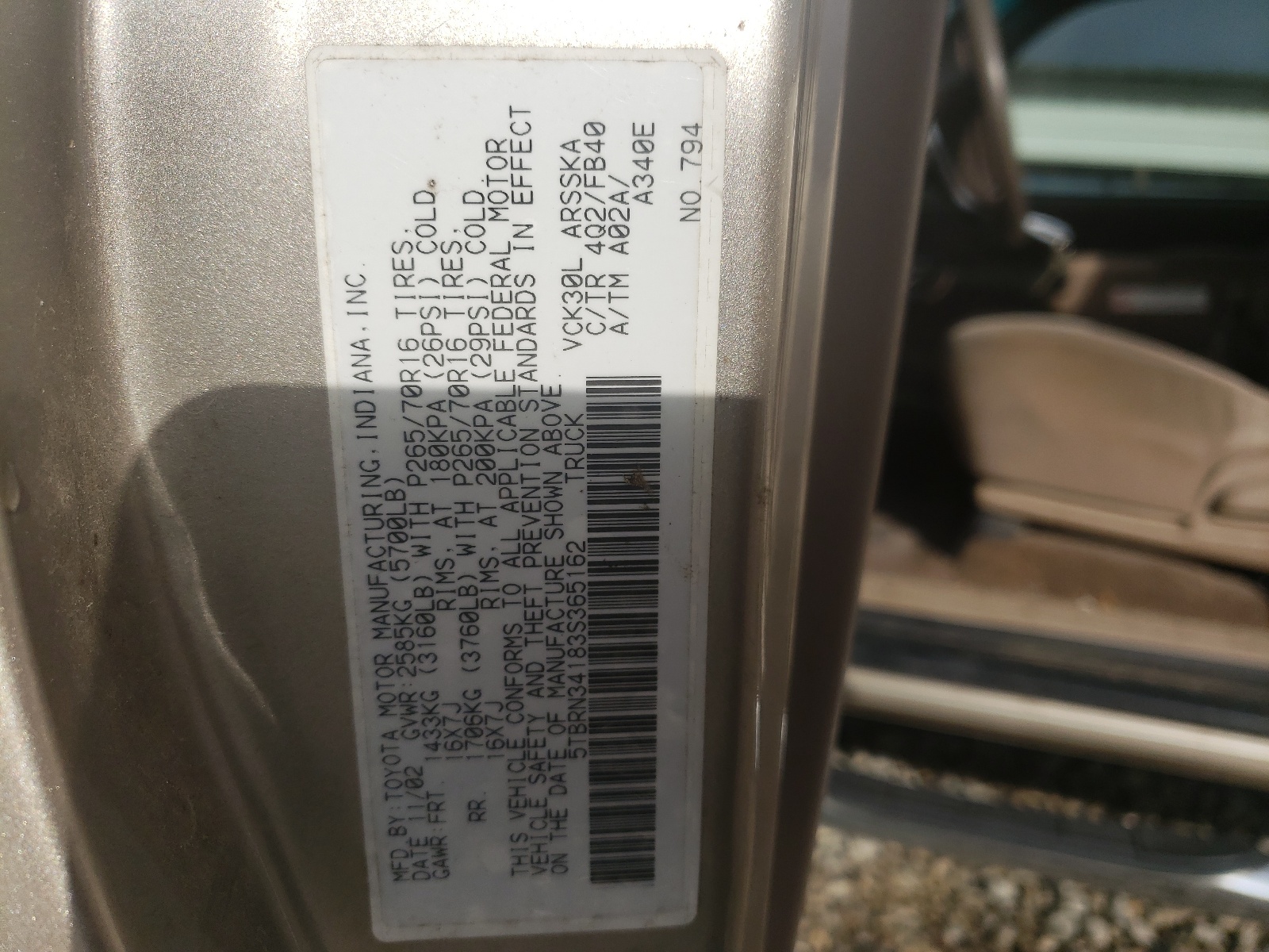 5TBRN34183S365162 2003 Toyota Tundra Access Cab Sr5