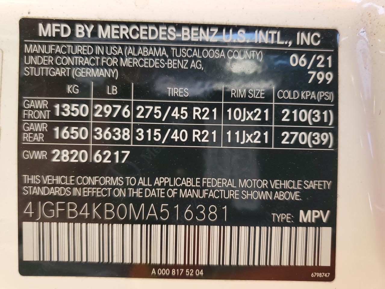 2021 Mercedes-Benz Gle 350 4Matic VIN: 4JGFB4KB0MA516381 Lot: 71805393