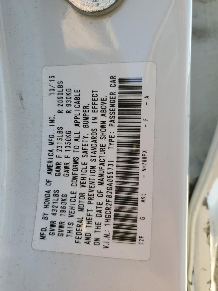 1HGCR2F82GA055731 2016 Honda Accord Exl