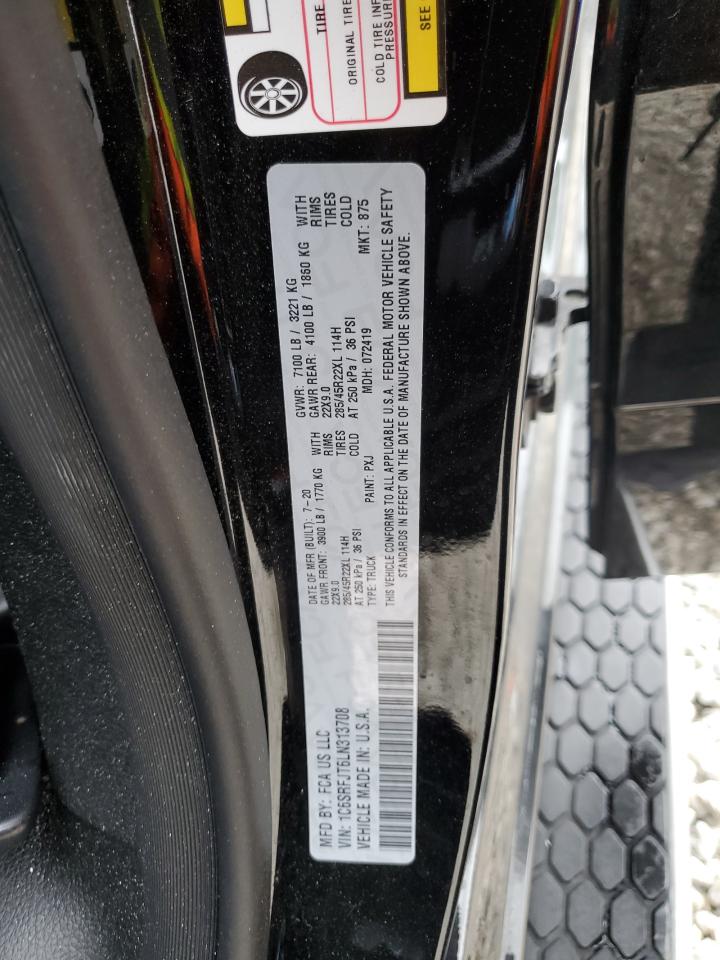 2020 Ram 1500 Laramie VIN: 1C6SRFJT6LN313708 Lot: 81398853