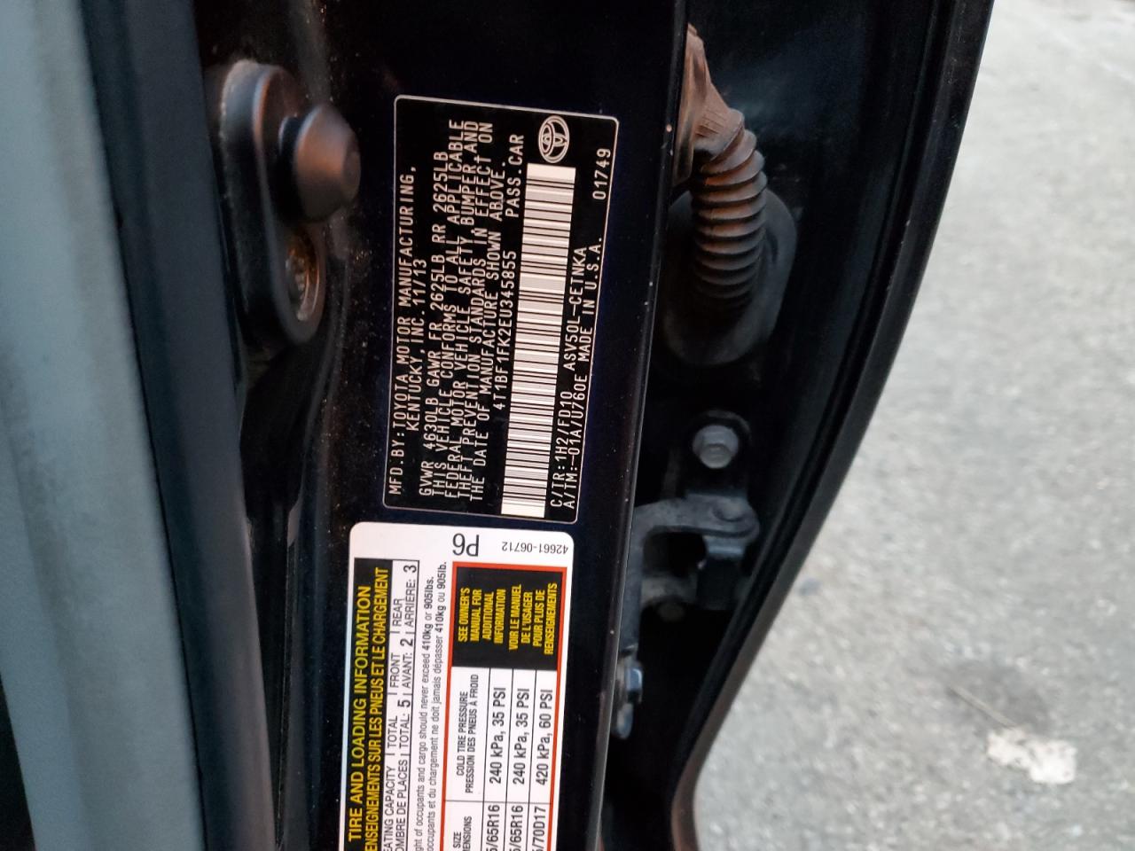 2014 Toyota Camry L VIN: 4T1BF1FK2EU345855 Lot: 76481133