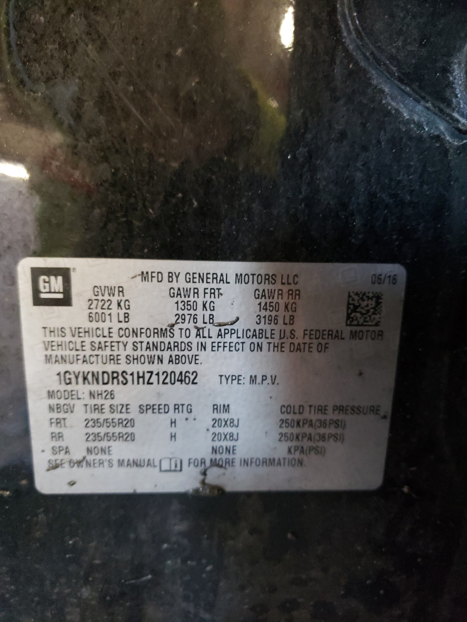 1GYKNDRS1HZ120462 2017 Cadillac Xt5 Luxury