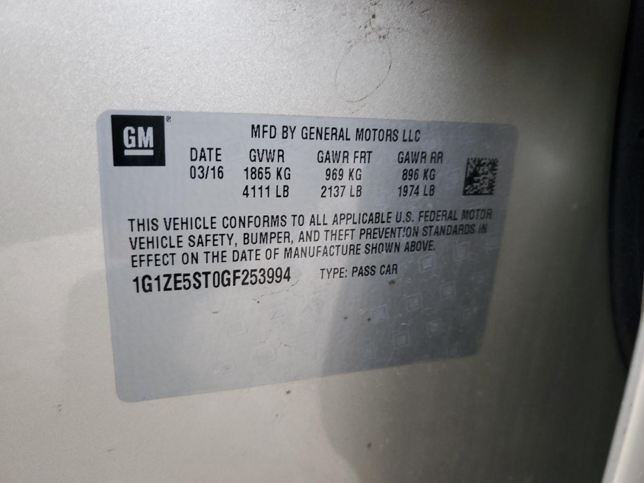 1G1ZE5ST0GF253994 2016 CHEVROLET MALIBU - Image 12