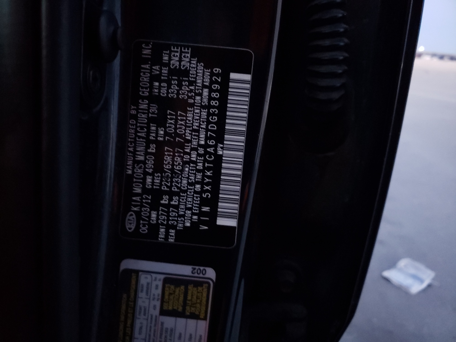 5XYKTCA67DG388929 2013 Kia Sorento Lx