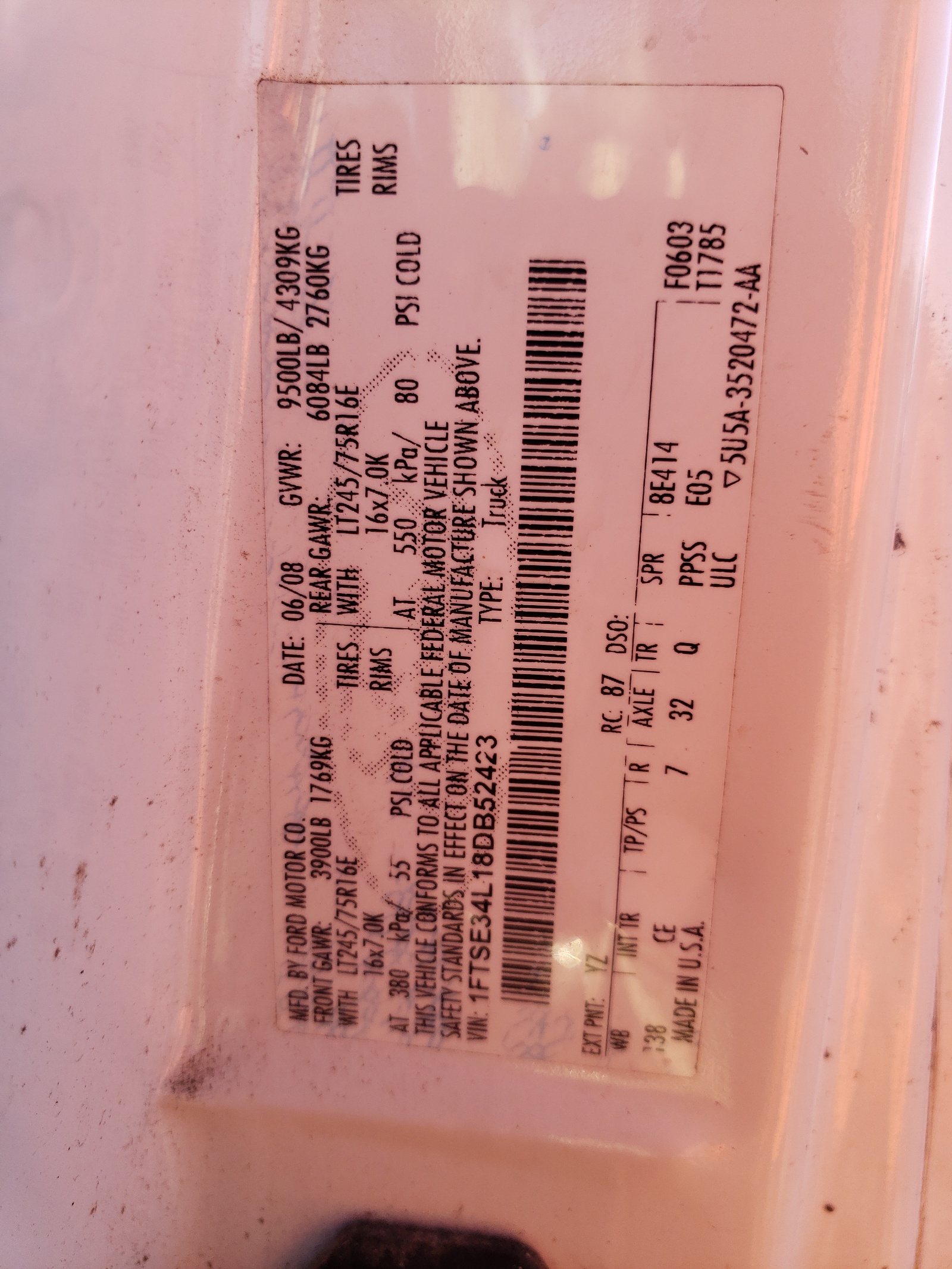 1FTSE34L18DB52423 2008 Ford Econoline E350 Super Duty Van