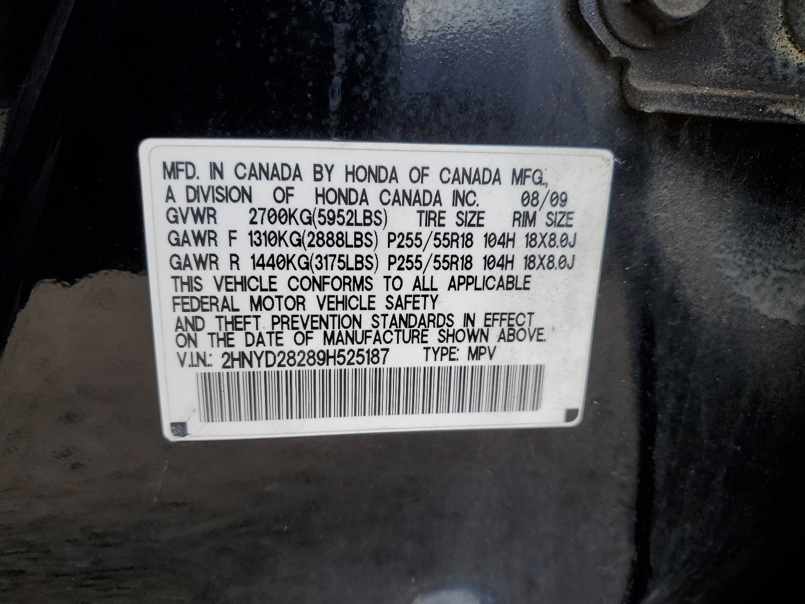 2HNYD28289H525187 2009 Acura Mdx