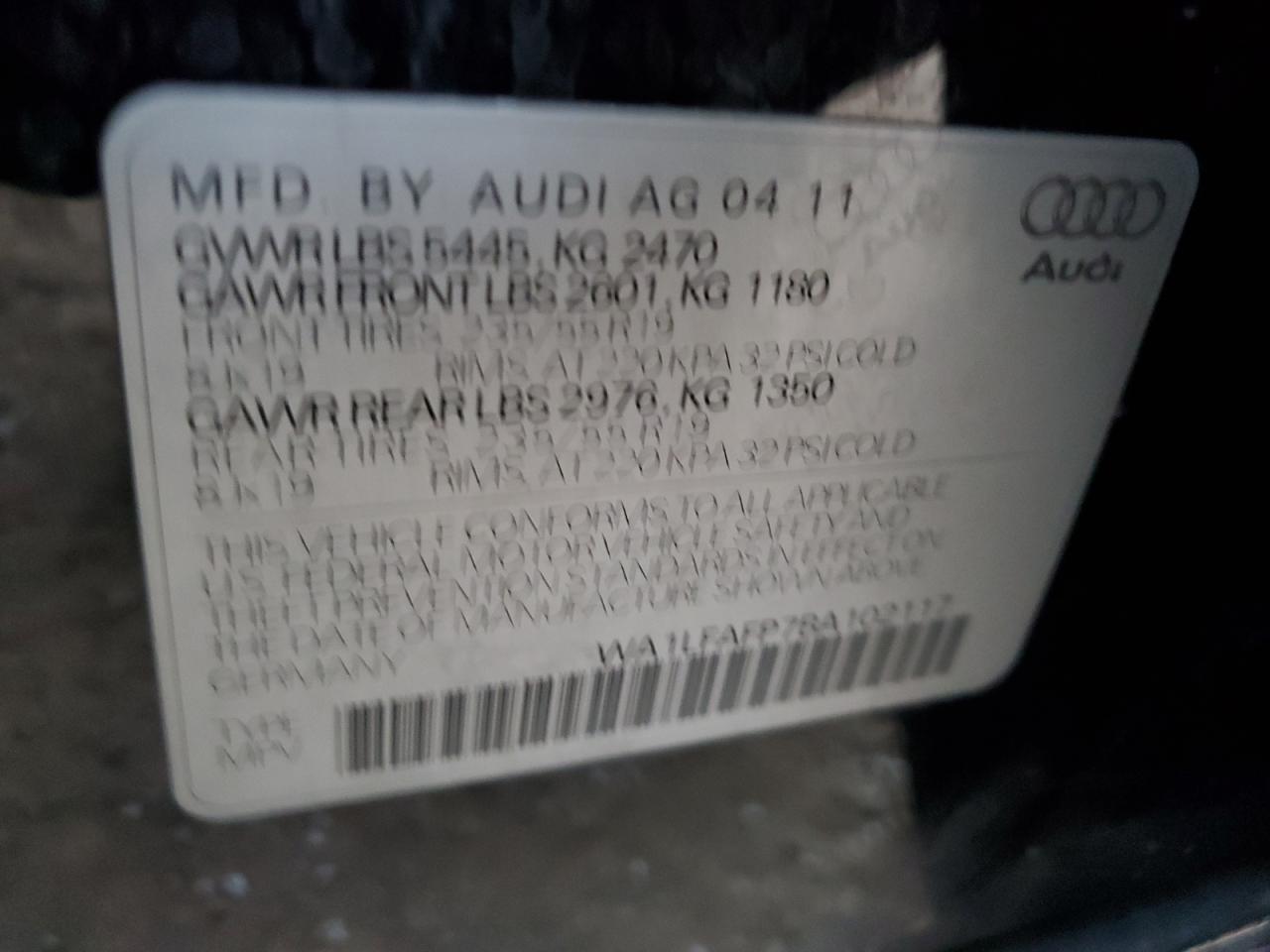 2011 Audi Q5 Premium Plus VIN: WA1LFAFP7BA102117 Lot: 81979093