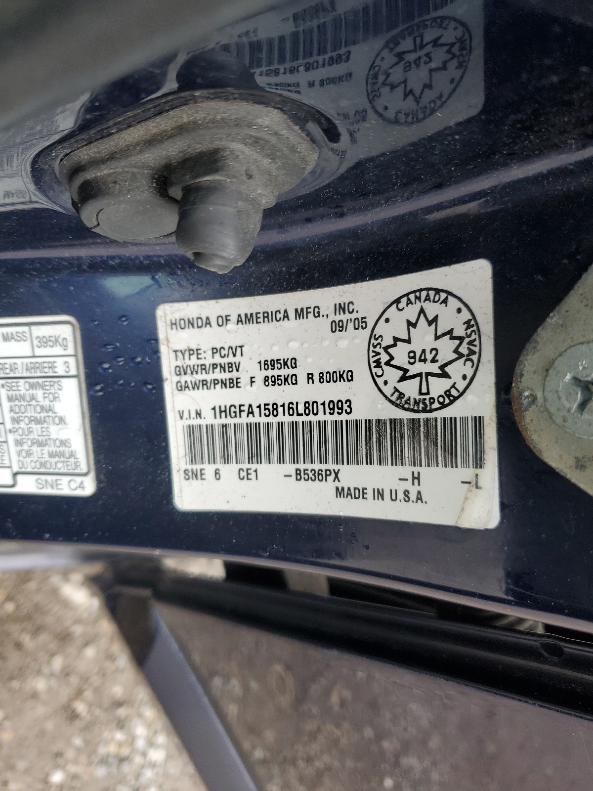 1HGFA15816L801993 2006 Honda Civic Ex 1HGFA15816L801993 2006 Honda Civic Ex
