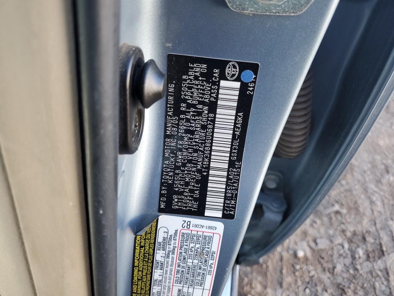 2006 Toyota Avalon Xl VIN: 4T1BK36B86U068718 Lot: 81354643