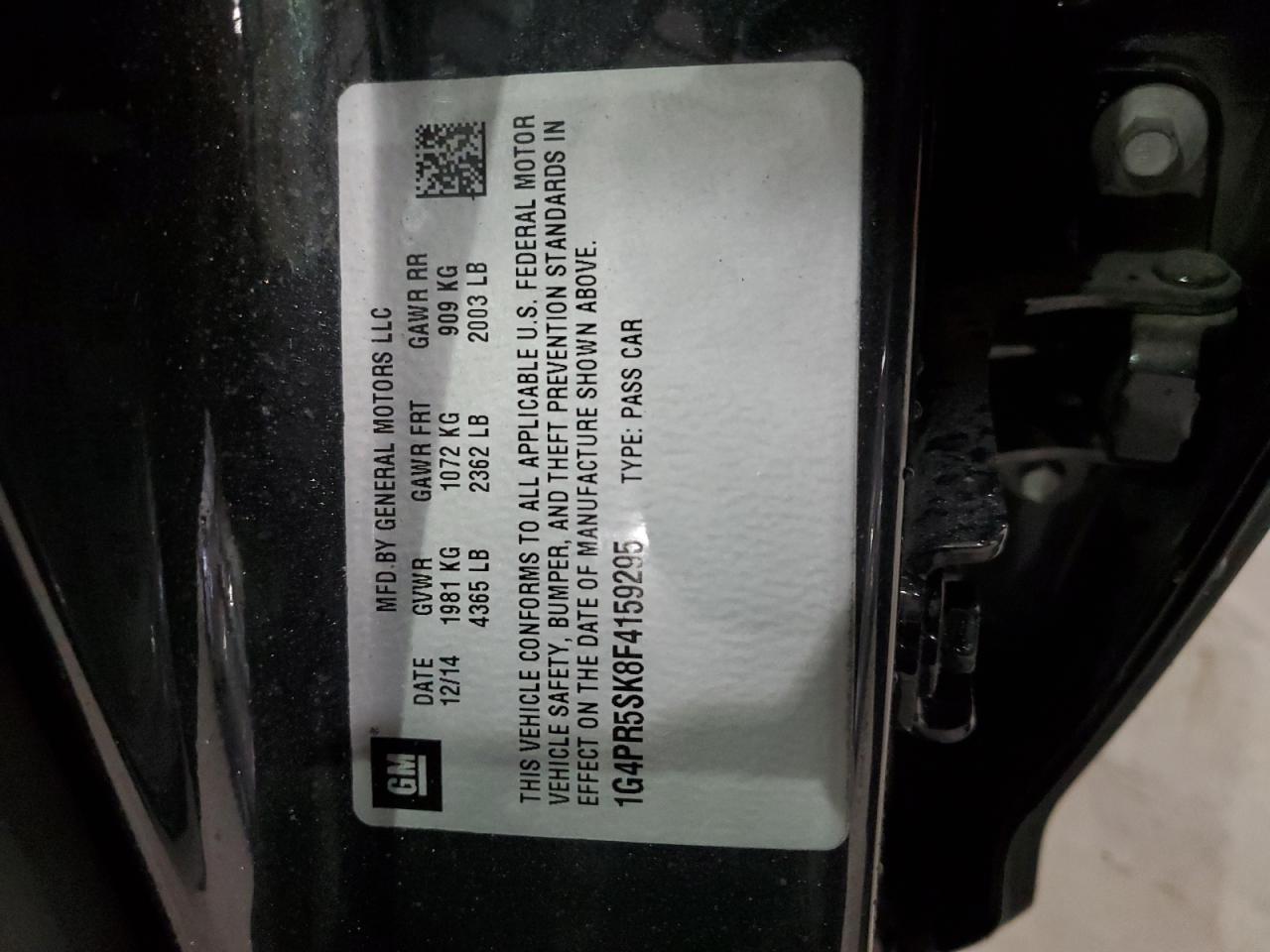 2015 Buick Verano Convenience VIN: 1G4PR5SK8F4159295 Lot: 81418833