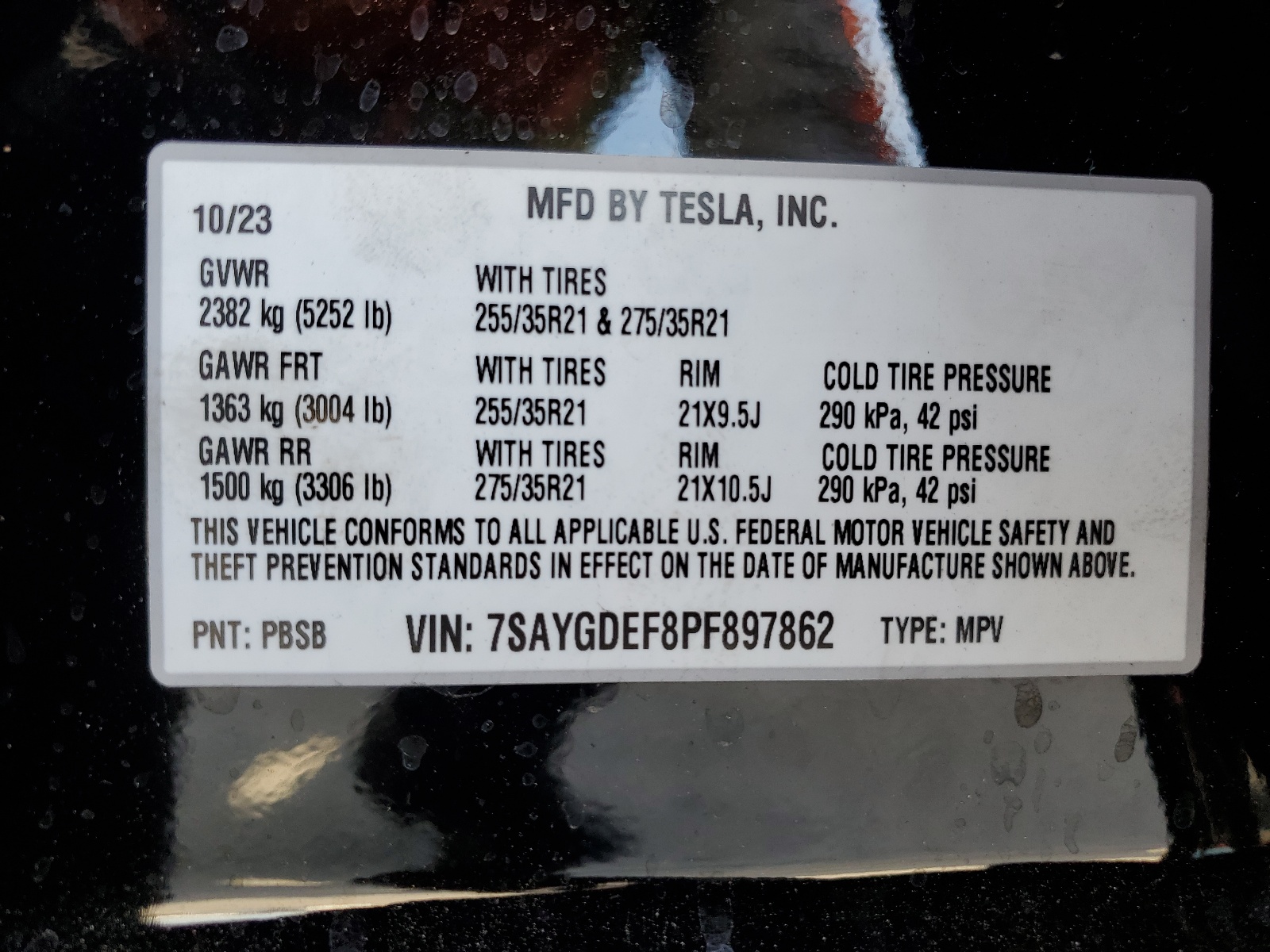 7SAYGDEF8PF897862 2023 Tesla Model Y