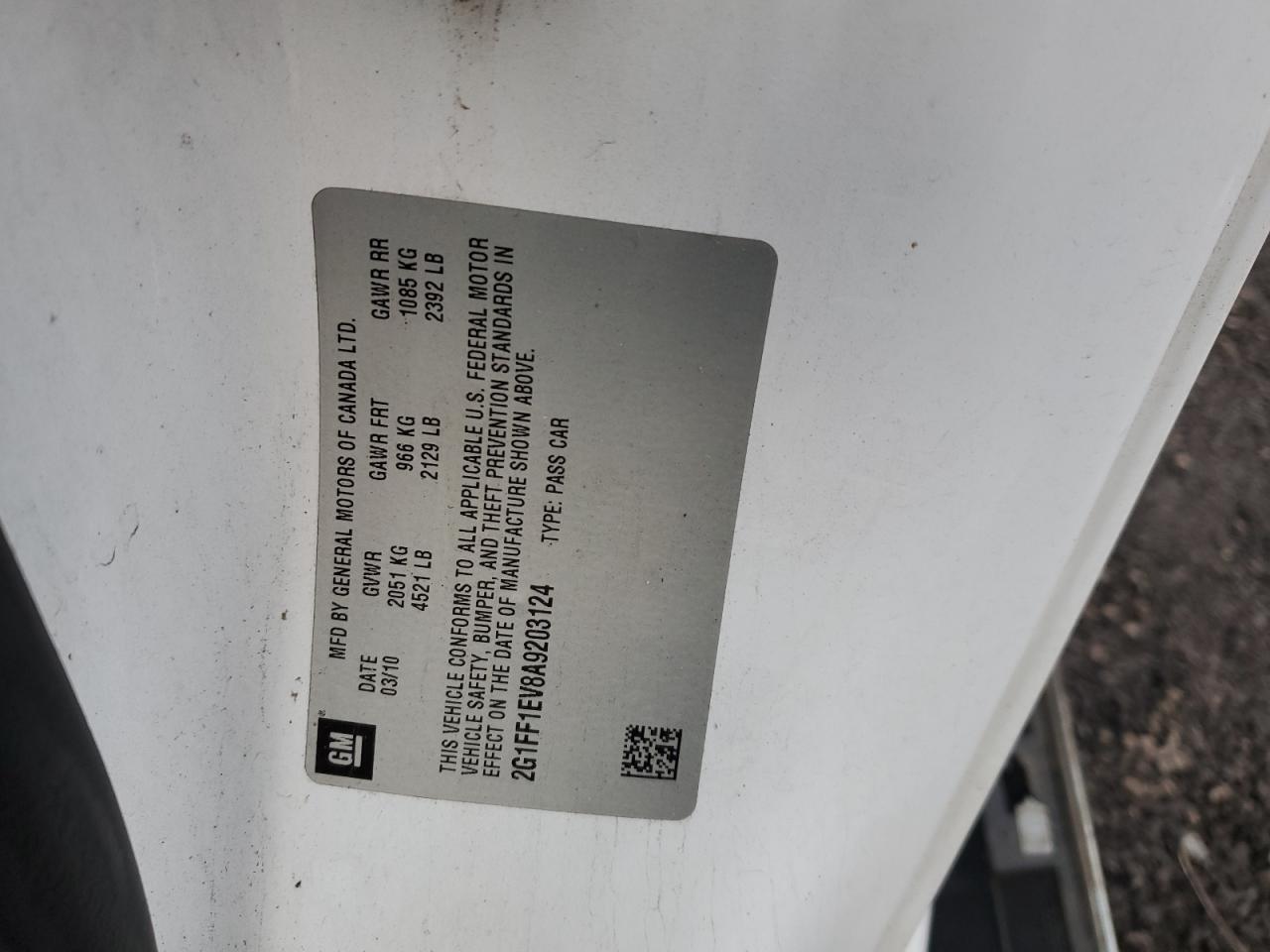 2010 Chevrolet Camaro Lt VIN: 2G1FF1EV8A9203124 Lot: 78855803