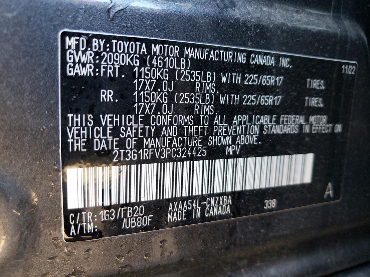 2T3G1RFV3PC324425 2023 Toyota Rav4 Le