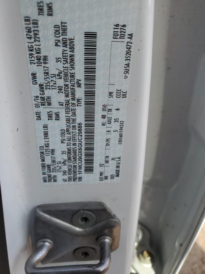 2016 Ford Escape Se VIN: 1FMCU9GX6GUC29886 Lot: 49514624