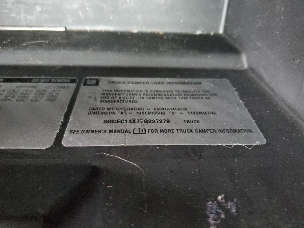 2007 Chevrolet Silverado C1500 Classic VIN: 3GCEC14X77G227279 Lot: 78672853