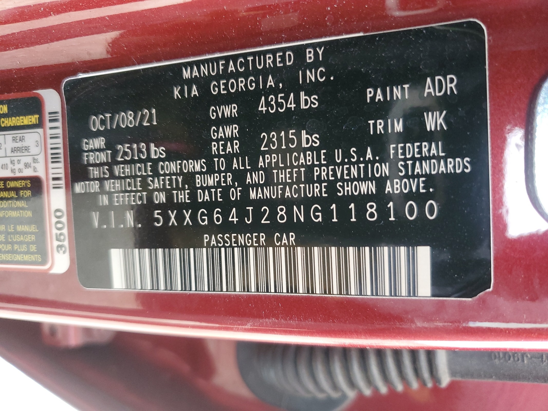 5XXG64J28NG118100 2022 Kia K5 Gt Line