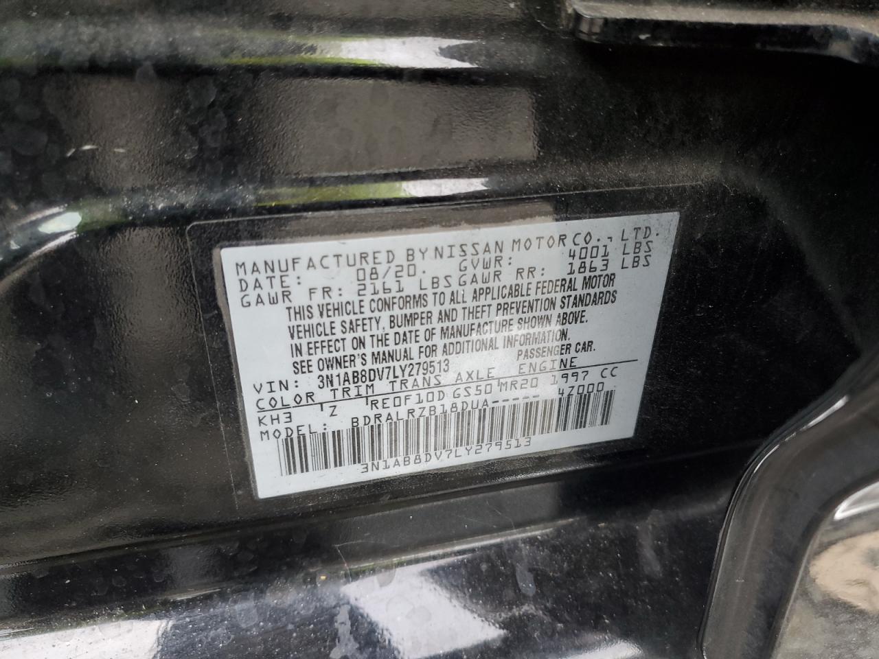 3N1AB8DV7LY279513 2020 Nissan Sentra Sr