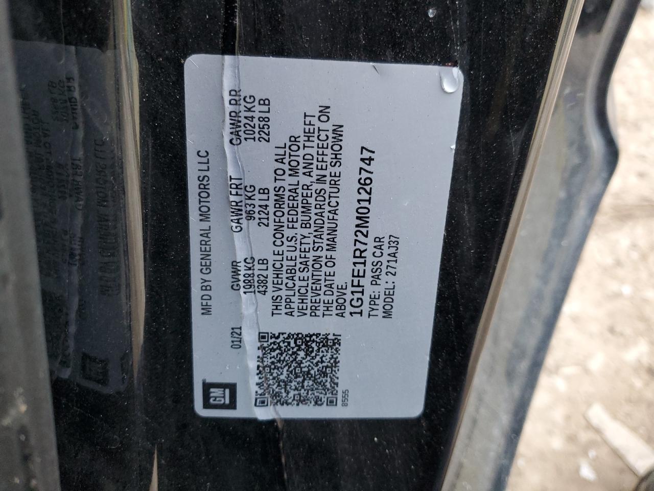 2021 Chevrolet Camaro Lz VIN: 1G1FE1R72M0126747 Lot: 81114353