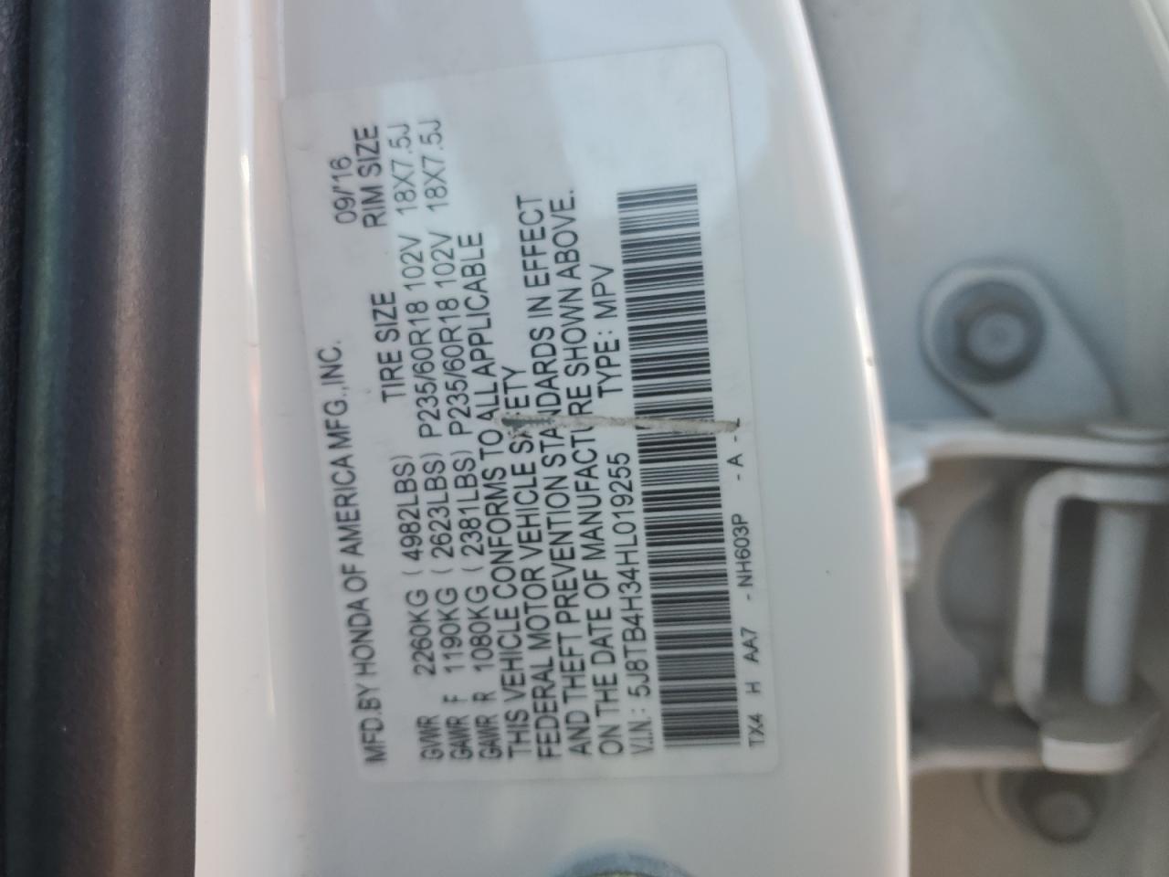 2017 Acura Rdx VIN: 5J8TB4H34HL019255 Lot: 84341274