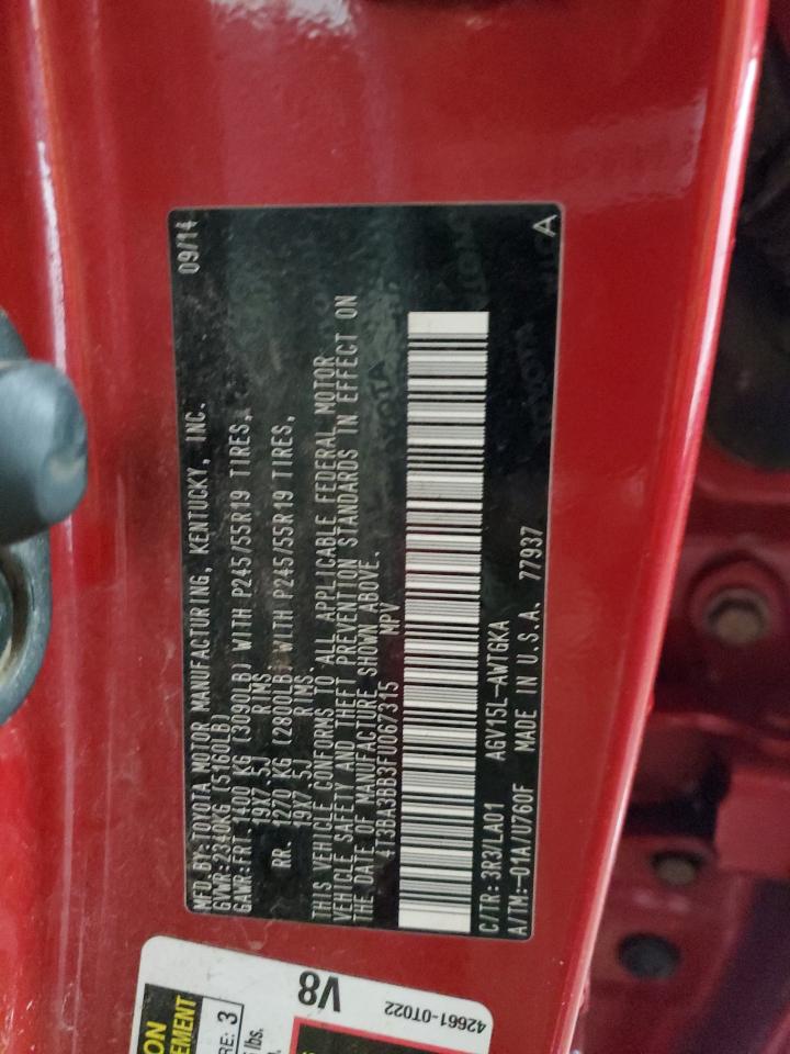 2015 Toyota Venza Le VIN: 4T3BA3BB3FU067315 Lot: 83216394