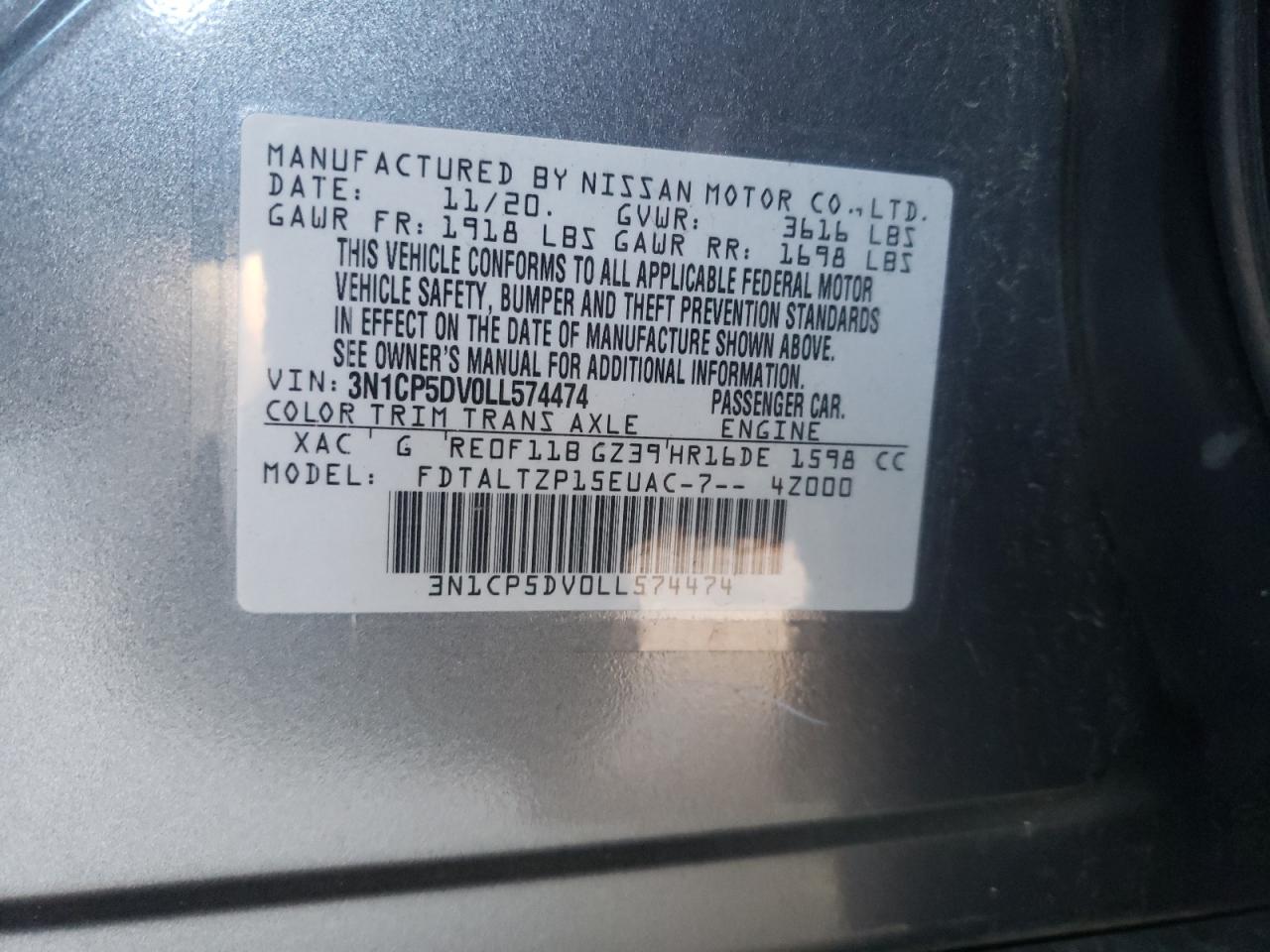 3N1CP5DV0LL574474 NISSAN KICKS 2020