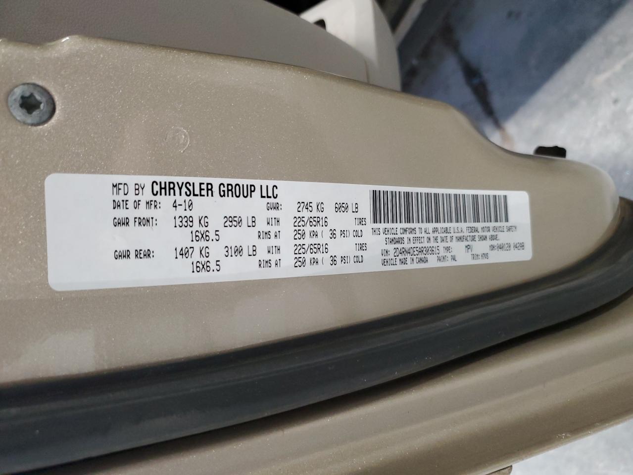 2010 Dodge Grand Caravan Se VIN: 2D4RN4DE5AR303615 Lot: 85650974